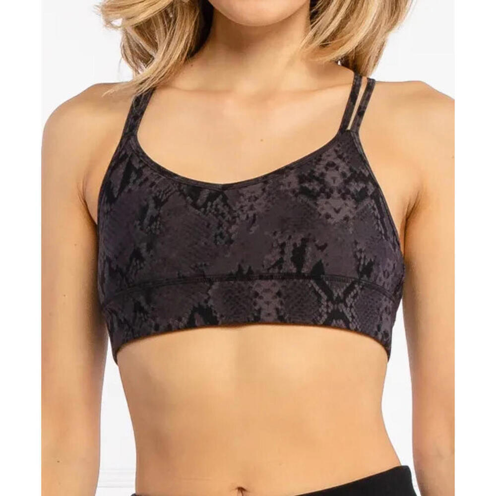 DKNY Womens Sport Snake-Embossed Sports Bra, Black, XL - Picture 1 of 5